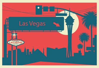 Las Vegas skyline postcard