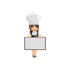 Chef Smile character Woman creation Illustration Template Pose blank board