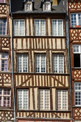 Fototapeta na wymiar Traditional half-timbered houses in the old town of Rennes - Brittany, France