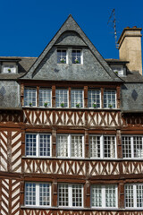 Fototapeta na wymiar Traditional half-timbered houses in the old town of Rennes - Brittany, France
