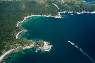 aerial view of the coast of the sea