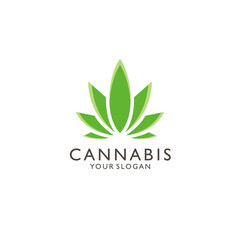 Green color cannabis leaf logo vector