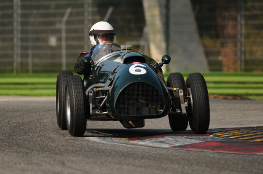 Imola Italy - 20 October 2012: unknown drive the Cooper T23 Bristol Mk II during practice session on Imola Circuit at the event Luigi Musso Historic GP 2012, Italy.
