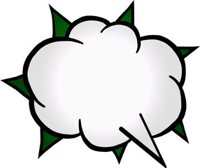 Speech bubble cloud vector illustration. Comix style. Green