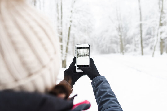 Winterlandschaft fotografieren mit Smartphone.