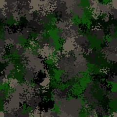 Seamless digital woodland pixel camo texture vector for army textile print