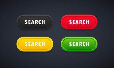 Search Button. Search icon set. Vector web button. Vector flat cartoon illustration for web sites and banners design