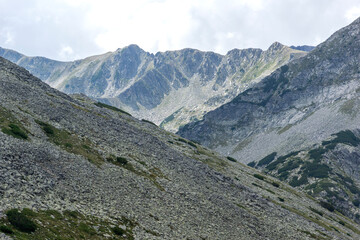 Fototapeta premium Landscape from hiking trail for Vihren Peak, Pirin Mountain