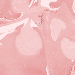 Fototapeta premium Red marble ink texture on watercolor paper background. Marble stone image. Bath bomb effect. Psychedelic biomorphic art.