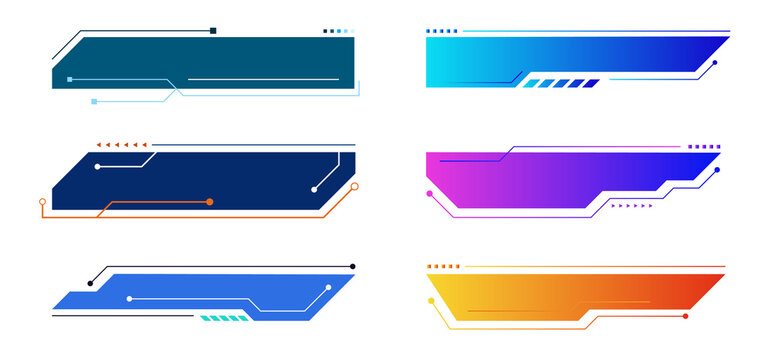Set of element geometric header or banner web isolated on white background technology concept.