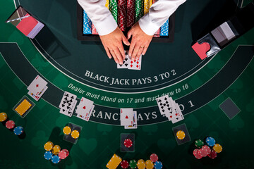Casino Black Jack table - obrazy, fototapety, plakaty