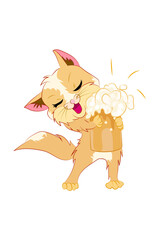 Cute design one cat brown with beer oktoberfest