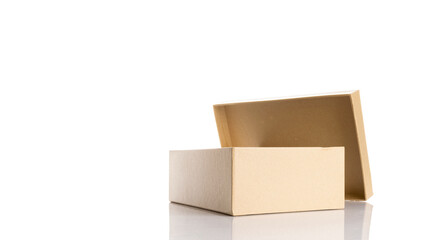 Package box. Brown carton cardboard box for shipping delivery isolated on white background. Craft paper object with clipping path.