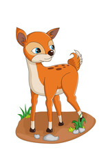 A little cute orange mouse deer, design animal cartoon vector illustration