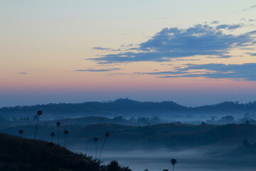 Fototapeta premium The landscape photo, beautiful sea fog in morning time at Khao Kho, Phetchabun in Thailand.