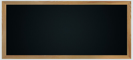 Wide blackboard with wooden frame isolated on white background for display products,with clipping path. © chiew