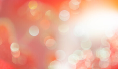 Celebration love  colors, abstract bokeh background. White and yellow blurry circles on red background.