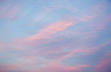 Beautiful pink clouds in the sunset sky