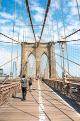 Panoramic View Brooklyn Bridge and Manhattan Skyline New York City USA
