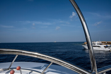 Fototapeta na wymiar by diving boat before starting a safari adventure in the Red Sea