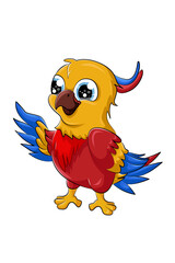 A little cute baby parrot bird design animal cartoon vector illustration