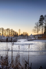 dusk view of pond at Auchinleck estate