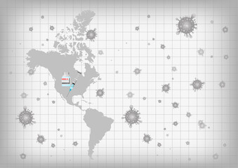 Vector : America map with virus and vaccine