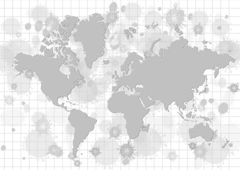 Fototapeta na wymiar Vector : World map with virus on white background