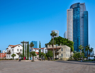 Fototapeta na wymiar Landscape of Sarona market district in Tel Aviv, Israel.