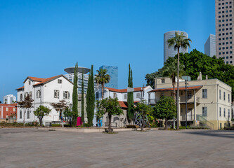 Fototapeta na wymiar Landscape of Sarona market district in Tel Aviv, Israel.