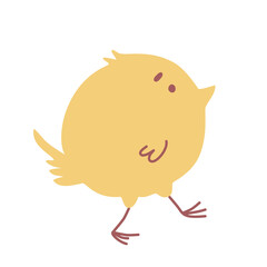 Little yellow chicken running. Vector illustration. Isolated white background.