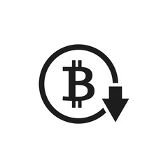 Bitcoin down icon. Cost reduction icon. Vector. Isolated