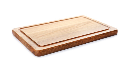 New wooden board isolated on white. Cooking utensil