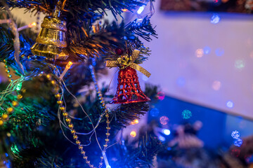Christmas tree with toys in the cabins of the company on the ship in the Red Sea