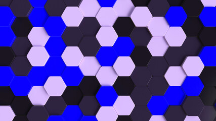 Obraz na płótnie Canvas dark blue grey and pink 3d displaced 3d hexagon background. 3d render illustration