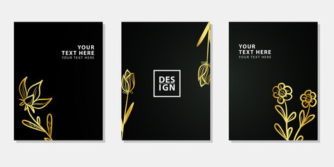 set of card and poster design template with flower