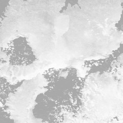 White ink and watercolor texture on white paper background. Paint leaks and decalcomania effects. Hand-painted gouache abstract image. Mess on the canvas.