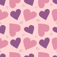 Hearts. Seamless pattern, fabric design, wrapping paper, wallpaper, background.
