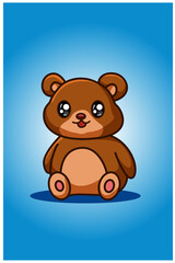 A cute and happy baby bear hand drawing