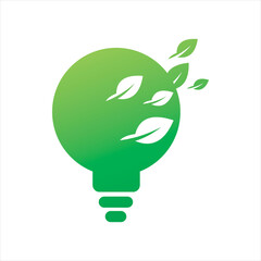green nature leaf idea bulb logo design