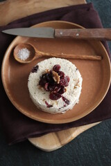 fromage frais aux cranberries et aux noix