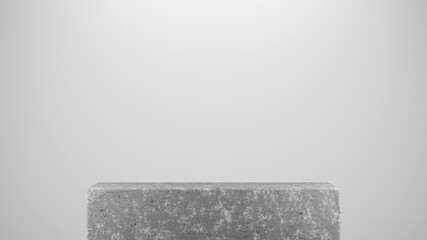 Concrete stand for product display on white background; copy space; 3d rendering