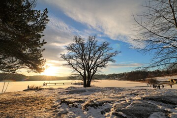 Golden hour across a fjord