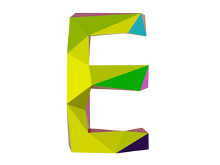 Capital latin letter E in low poly style isolated on white background collection symbols, 3d rendering