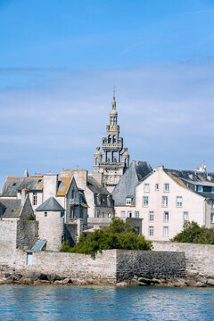 View of Roscoff from the sea, a commune in Brittany in northwestern France.