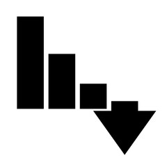 Black decrease graph symbol isolated on white