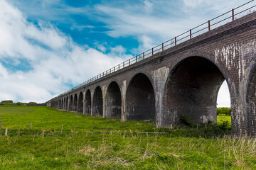 A view from the River Trent levy towards the abandoned railway viaduct at Fledborough,...