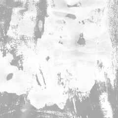 White ink and watercolor texture on white paper background. Paint leaks and decalcomania effects. Hand-painted gouache abstract image. Mess on the canvas.
