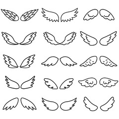 Wings icon sketch collection cartoon hand drawn vector illustration