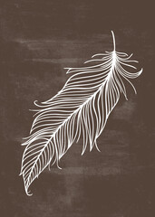 Abstract vintage feather print boho minimalist wall art abstract home decor © Tolchik